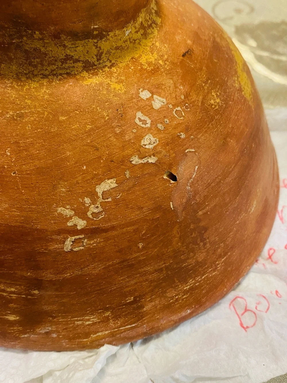 Vintage pottery footed bowl with small chip